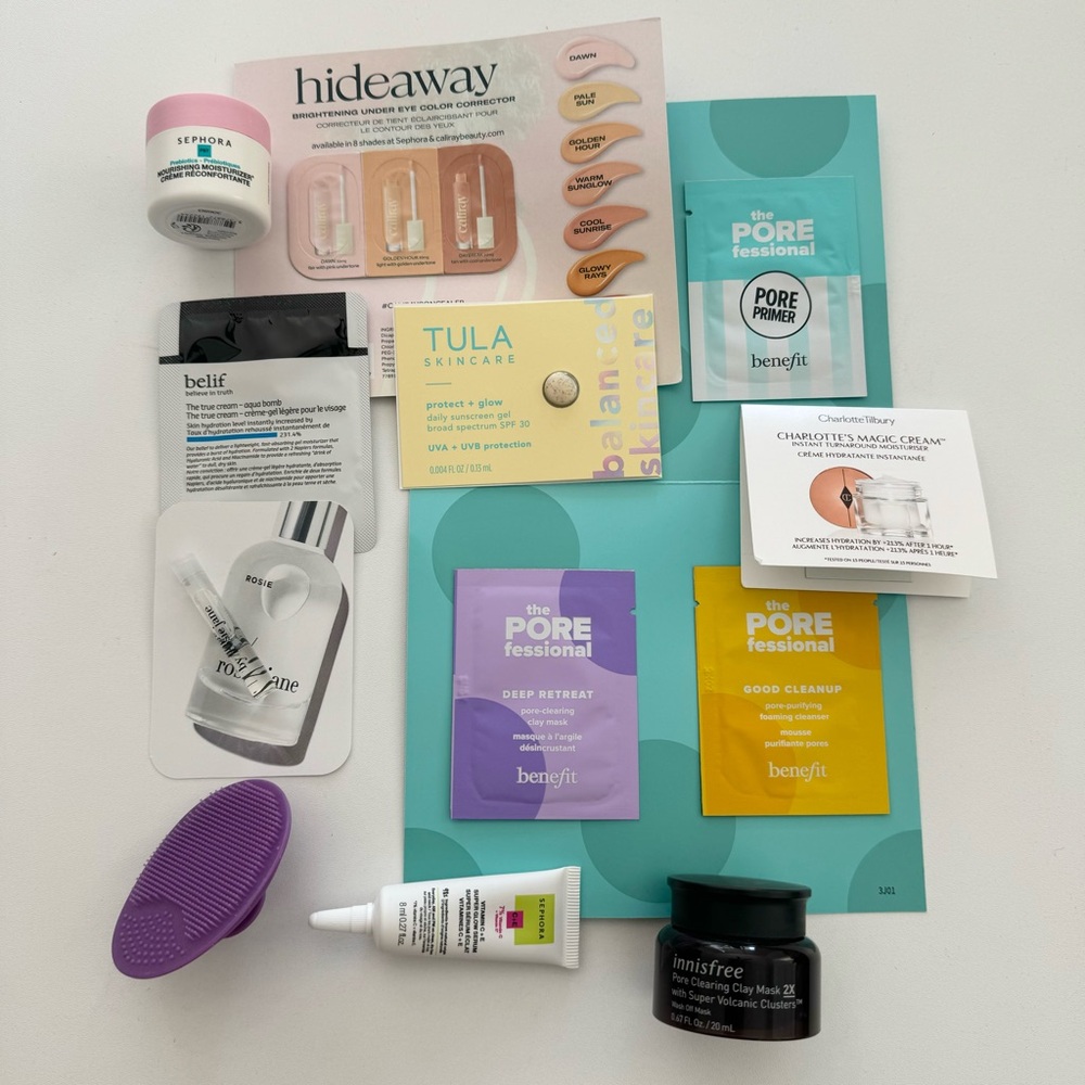 Sephora Benefit Tula Charlotte Tilbury Belief Caliray Skincare Makeup Samples